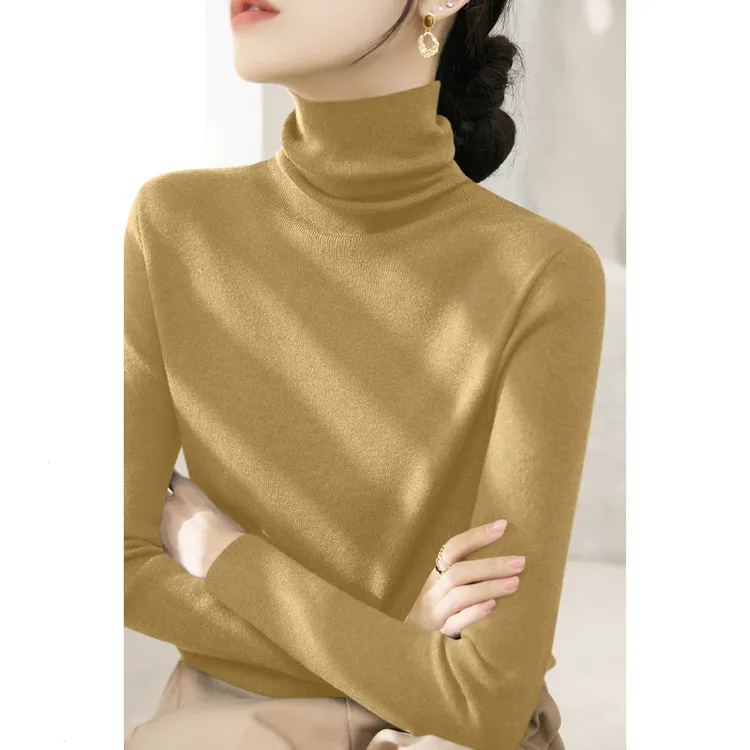 新款高级灰堆堆领羊毛毛衣秋冬季长袖内搭大衣外套女装打底上衣