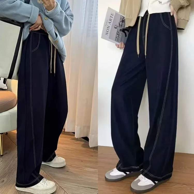 【断码清货】秋季新款抽绳弯刀牛仔裤显瘦百搭垂感直筒宽松休闲裤