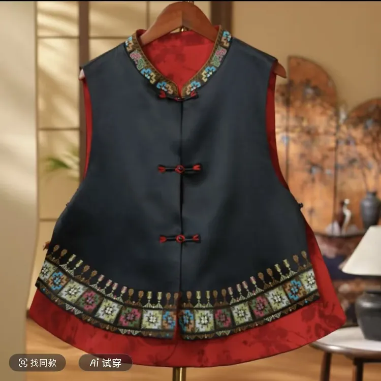 【嫣瑞】双面穿新中式国风精致刺绣重工马甲外套