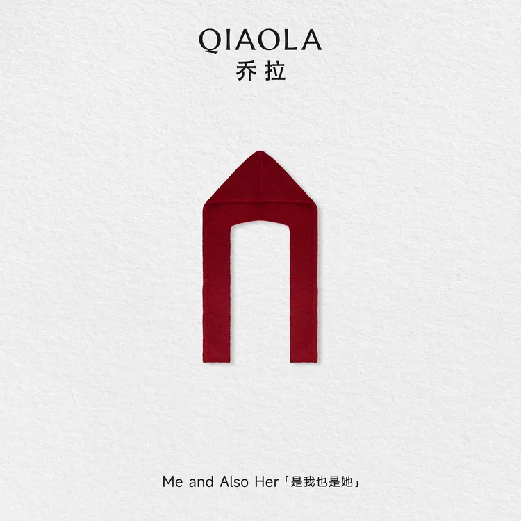 QIAOLA/乔拉【冬日氛围】秋冬季复古羊毛红色围脖帽子+红色羊毛围巾
