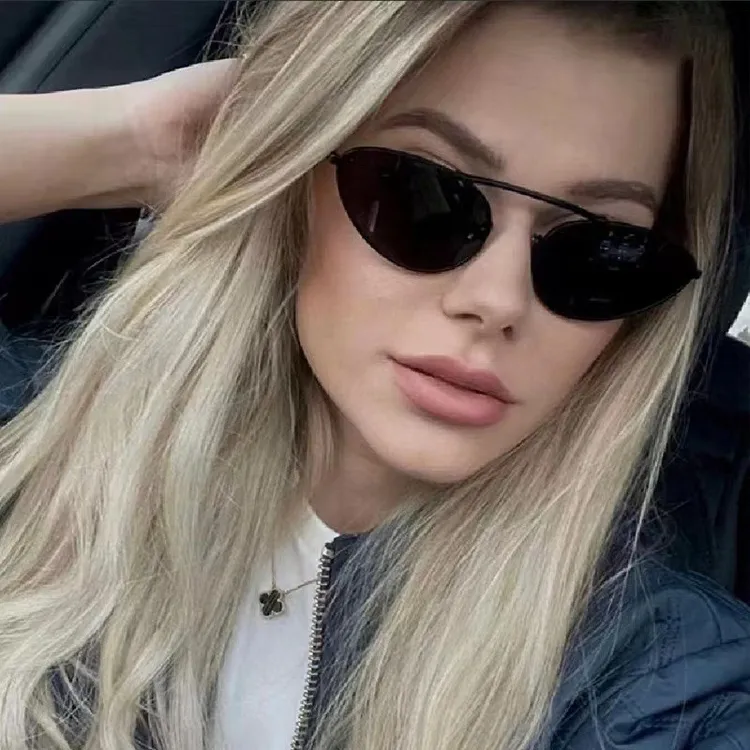 潮流猫眼太阳镜欧美新款时尚金属墨镜网红辣妹凹造型小框眼镜