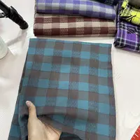 布料蓝卡色棉麻格子1-1.5米多拍连裁