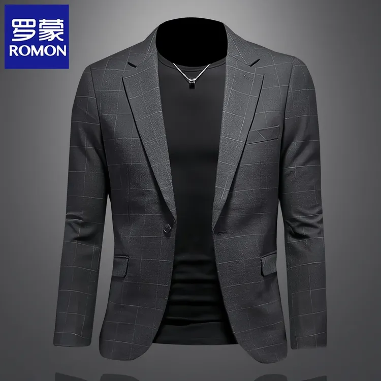 Romon/罗蒙时尚西装男士春秋季新款潮牌商务休闲薄款轻奢西服外套