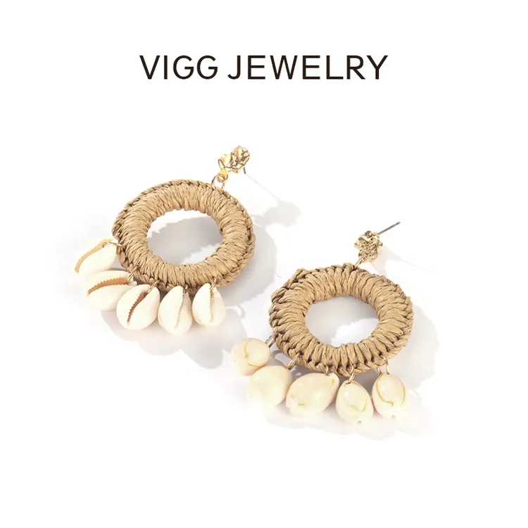 VIGG 铜合金贝壳耳饰 贝壳耳环 时尚简约百搭饰品