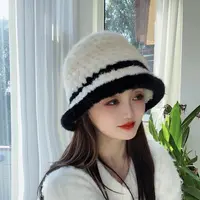 【水貂渔夫帽】2025狐狸毛韩版保暖帽子时尚渔夫帽网红百搭毛绒加厚