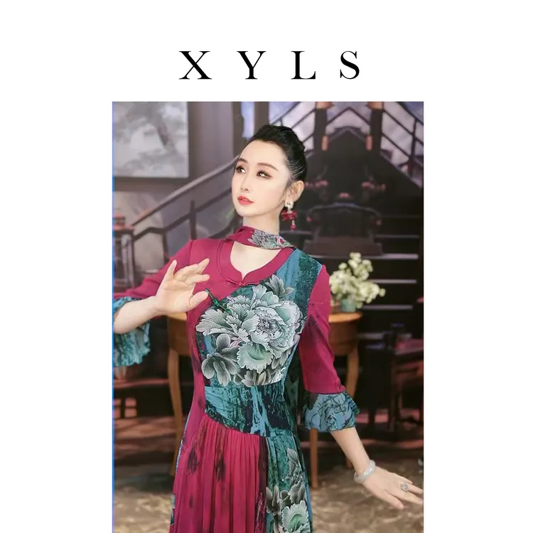 女装连衣裙弹力印花T006666