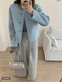 米蓝家名殿！巨好看～雾蓝羊毛短款大衣809