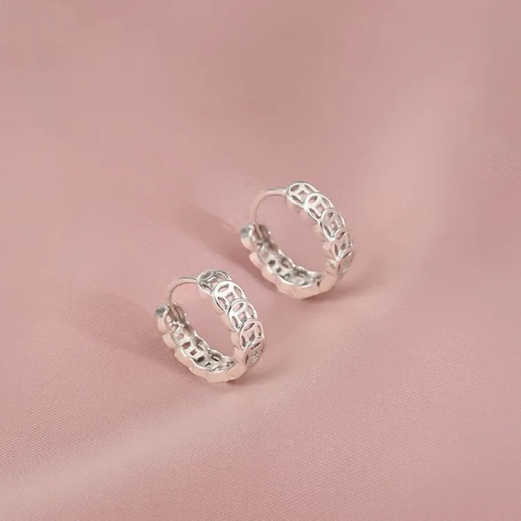 招财钱币耳环女耳扣2025爆款潮转运钱多多耳扣耳钉