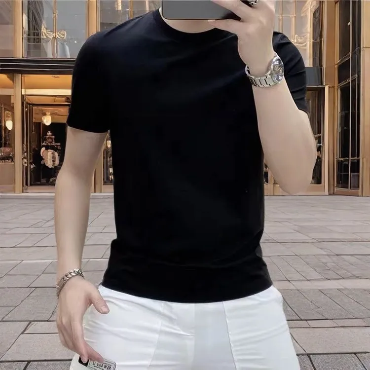 潮牌冰丝索罗娜棉短袖t恤男2025夏季新款简约休闲体恤百搭