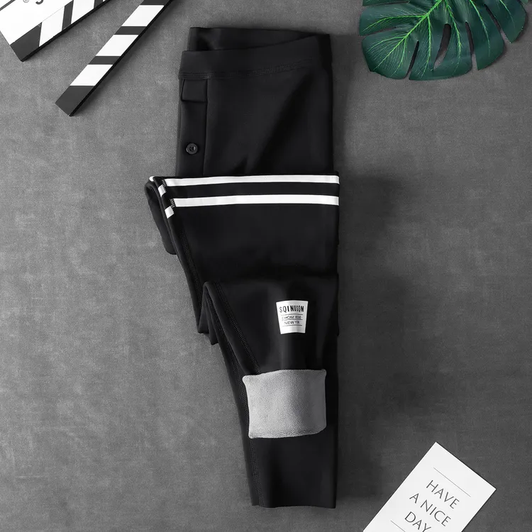 鲨鱼裤男士保暖抗寒芭比裤加绒加厚修身打底毛裤潮流运动时尚绒裤