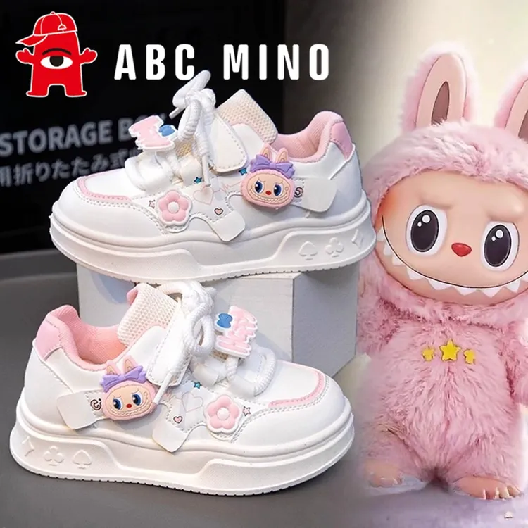 ABC MINO拉布布女童鞋子新款秋季儿童公主板鞋软底女孩运动小白鞋