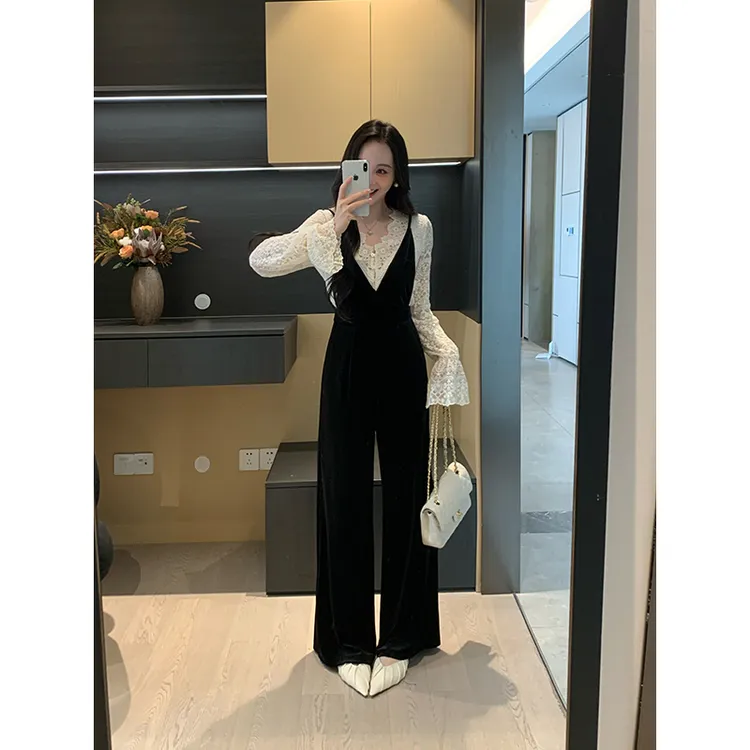 XINYI【诺丁情书】秋季蕾丝小衫+连体裤女X625E16245/X625K15667