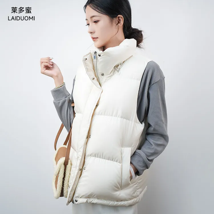莱多蜜反季秋冬款90鹅绒马甲坎肩女士立领鹅绒休闲户外百搭外套