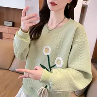 春秋新款卫衣女花朵设计长袖薄款外套女学院风宽松百搭小众上衣潮