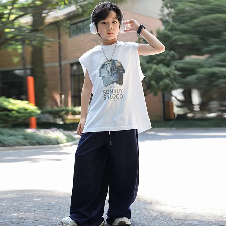 男童夏装背心2025新款儿童夏款无袖T恤中大童男孩休闲上衣潮2720