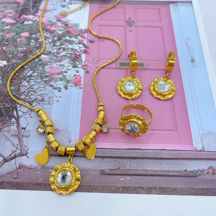 钛钢项链 770新款三件套首饰耳环项链戒指爆款白搭时尚气质百搭