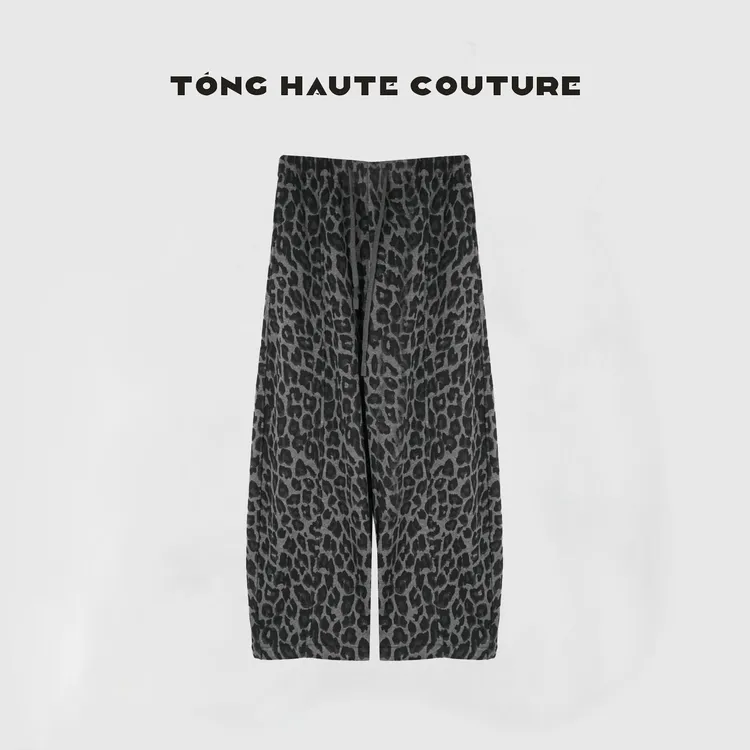 【南辞】冬季新款定制面料时尚印花松紧腰加绒加厚豹纹休闲裤 YK177