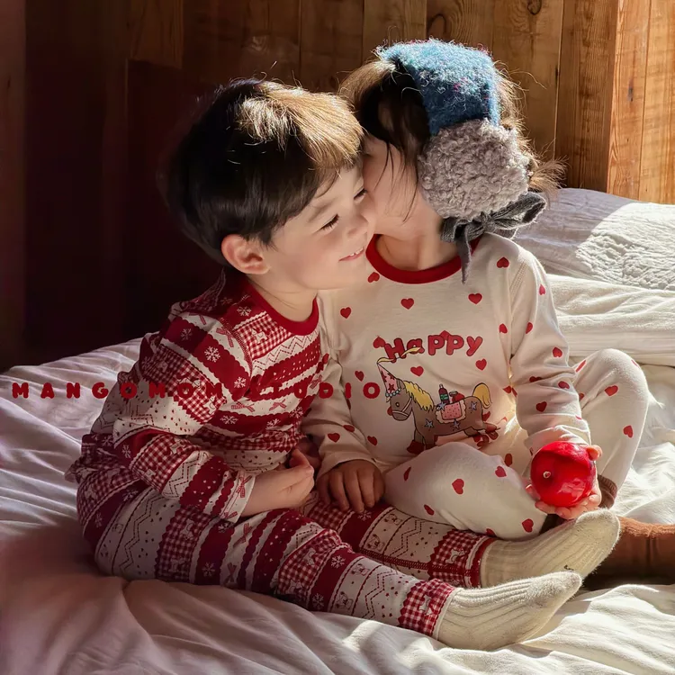 男女童红色纯棉秋衣秋裤儿童亲子装宝宝本命年家居服保暖内衣套装