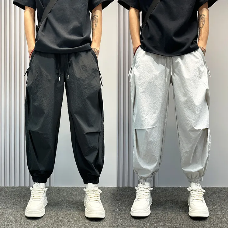 美式潮牌拉链口袋束脚工装裤男慵懒松弛感裤子痞帅宽松哈伦运动裤