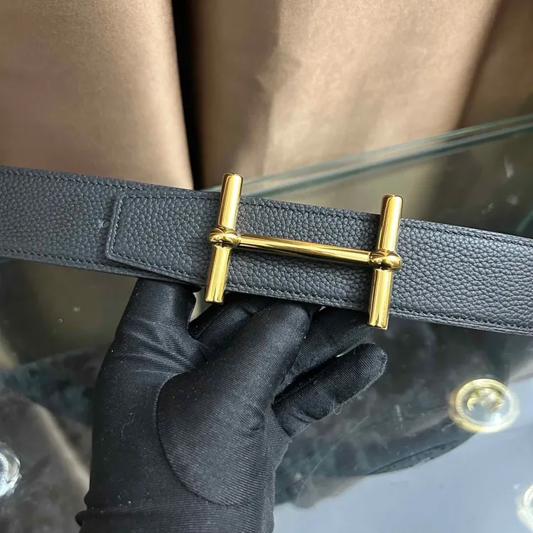 新款男女通用高档皮带休闲工字扣H扣牛皮腰带青中年商务情侣韩潮