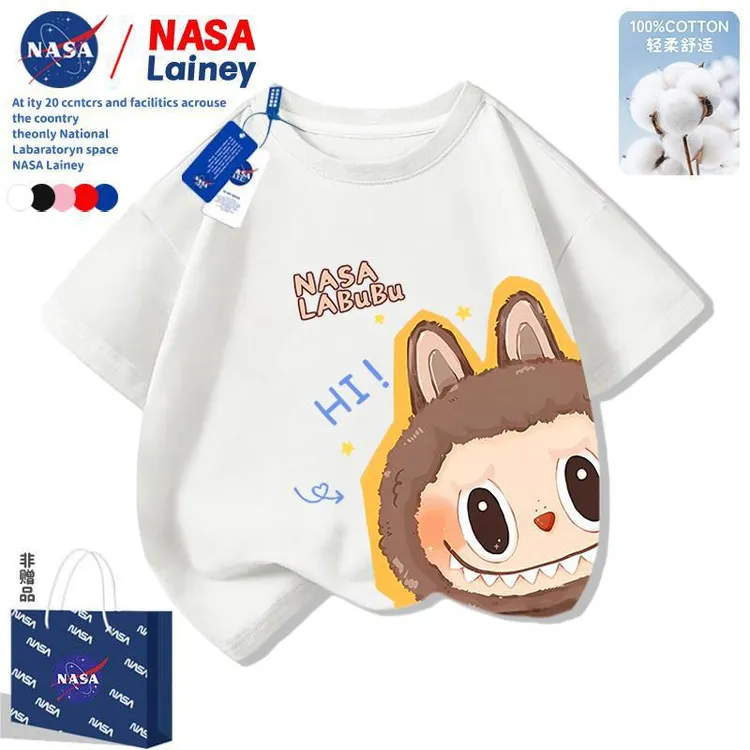 NASA labubu拉布布儿童可爱短袖T恤男女童装2025夏季新款上衣