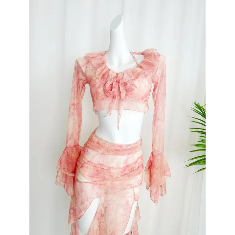 【秘境花园】2025新款粉色纯欲高级感废土风温泉度假长袖比基尼遮肉