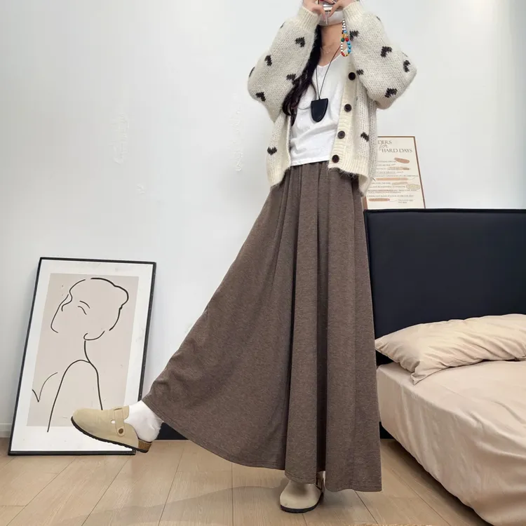 高腰糯米裙裤子女款秋季2025新款冬季显瘦韩版A字运动休闲裤裙子