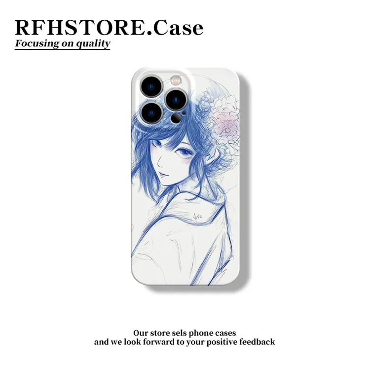 ZMGX绝美素描女孩适用iPhone16/15菲林手机壳华为P70vivo小米oppo