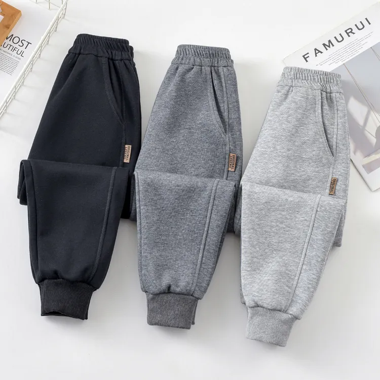 【升级版】一体加绒休闲裤子秋冬款外穿运动裤男女童加绒加厚棉卫裤