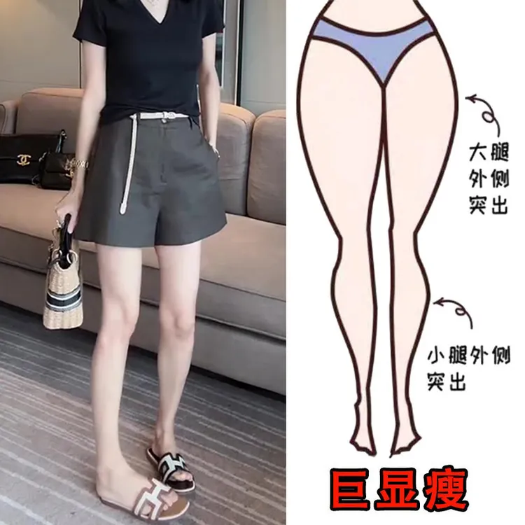 2025夏季薄款大码高腰休闲亚麻短裤显瘦设计感宽松百搭阔腿A字裤