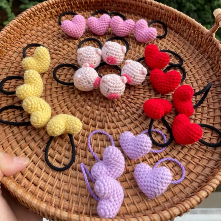 （本店满30元包邮）爱心小猪手工可爱儿童发绳