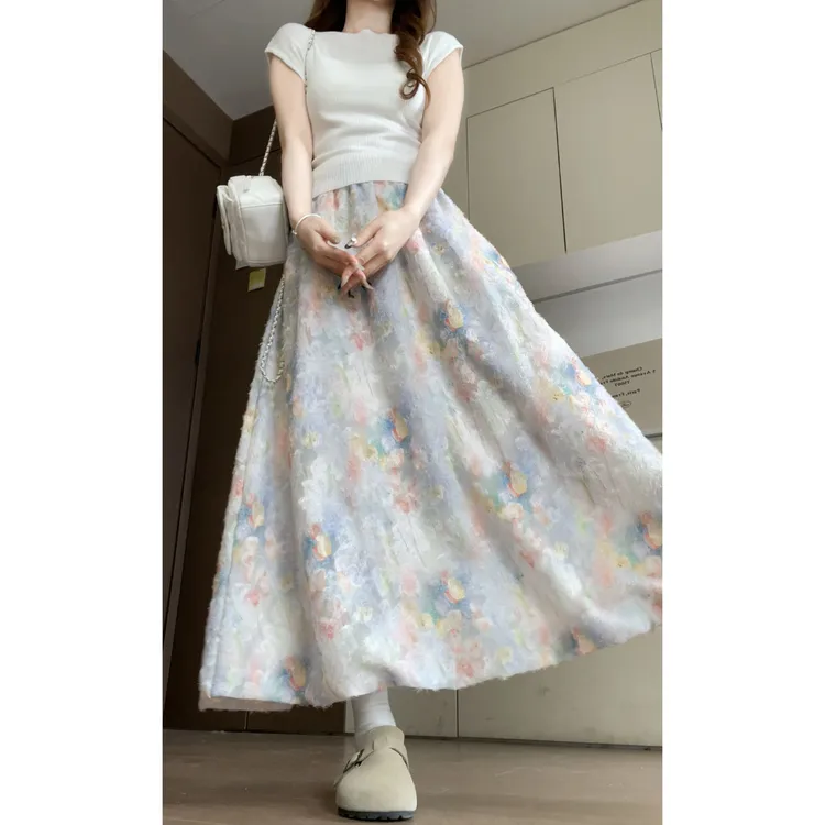 「莫奈花园」甜美碎花半身裙夏季新款温柔气质高腰显瘦百搭长裙子