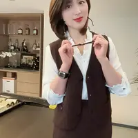 柏澜慧琳【25新款马甲】无袖短款通勤V领百搭马夹单排扣气质