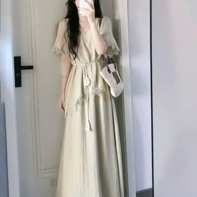 .夏季新款法式茶歇休闲上衣半身裙两件套气质显瘦套装连衣裙女.