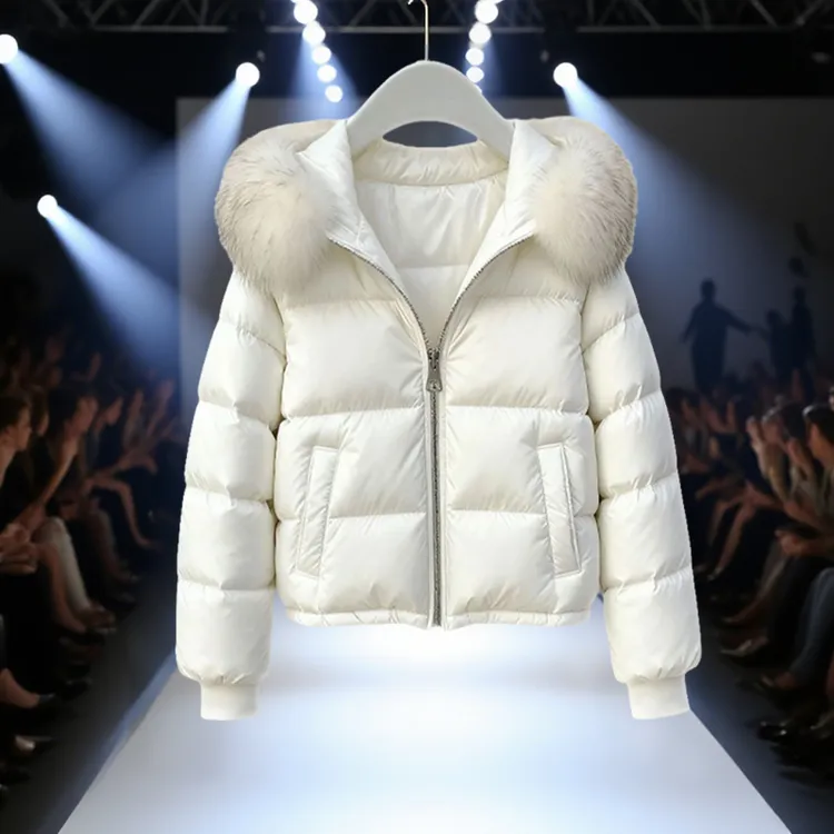 冬季时尚百搭设计感毛领棉服短外套女气质轻熟风女装别致棉衣棉袄