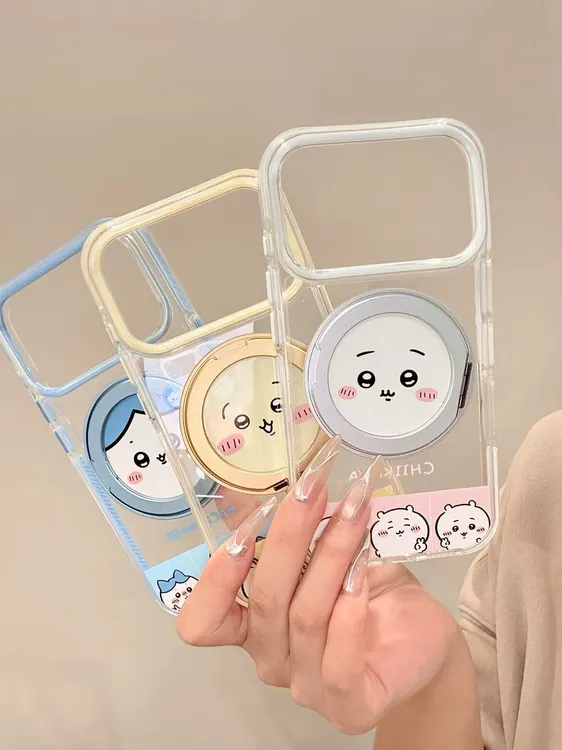 透明支点乌萨奇吉伊手机壳适用苹果17promax防摔360度旋转情侣