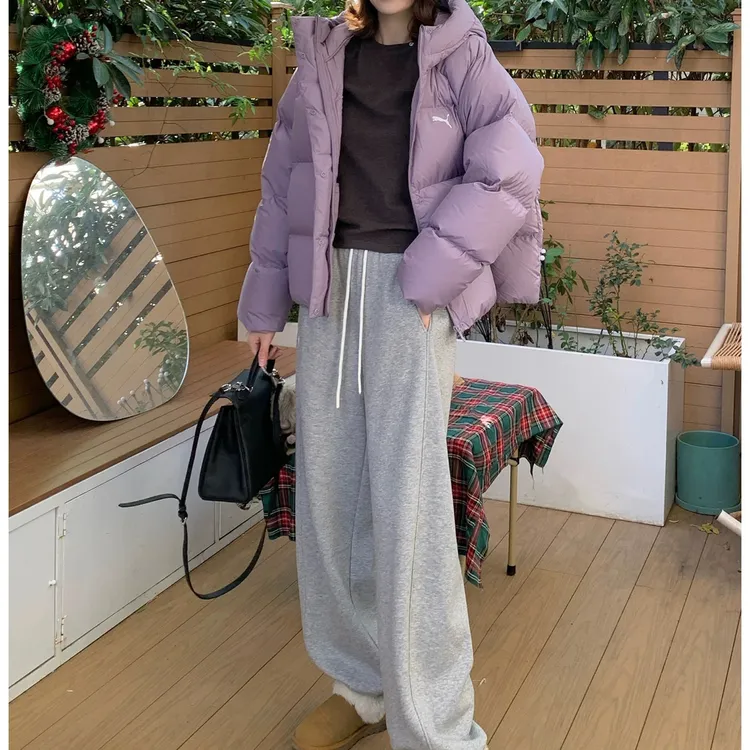 SEAWHEN海维恩冬季新款两穿加绒卫裤宽松百搭高腰休闲裤女长款