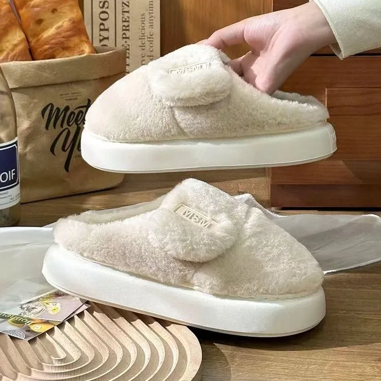 【福利款】蚂蚁之恋乳胶魔术贴可调保暖男女毛毛鞋女冬外穿