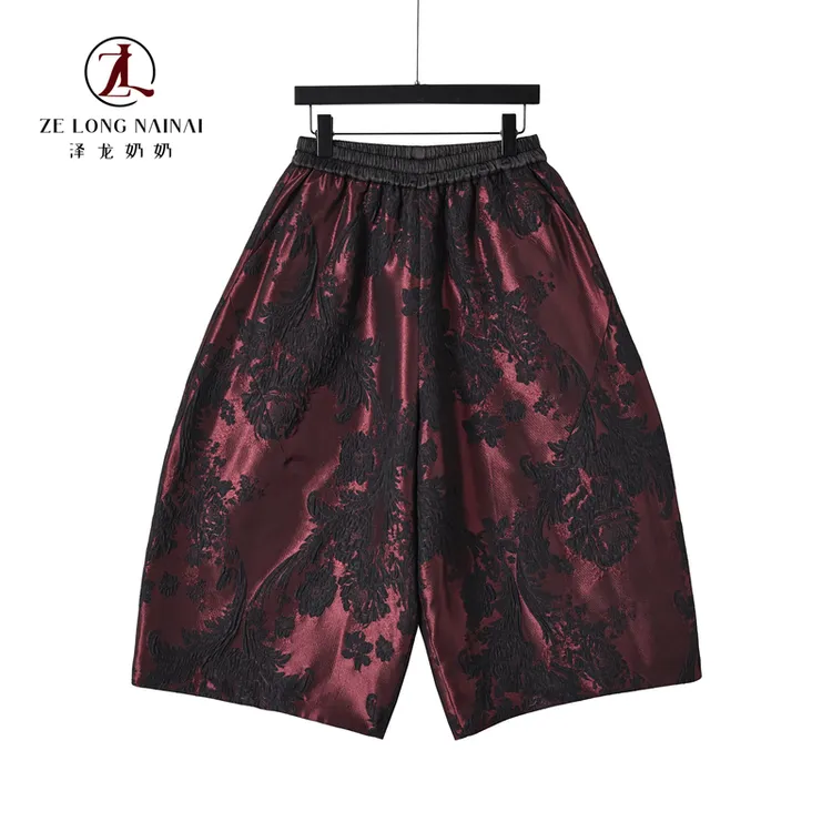 2228巴洛克浮雕提花棉裤 加厚保暖宽松阔腿棉裤 复古暗纹显瘦棉裤