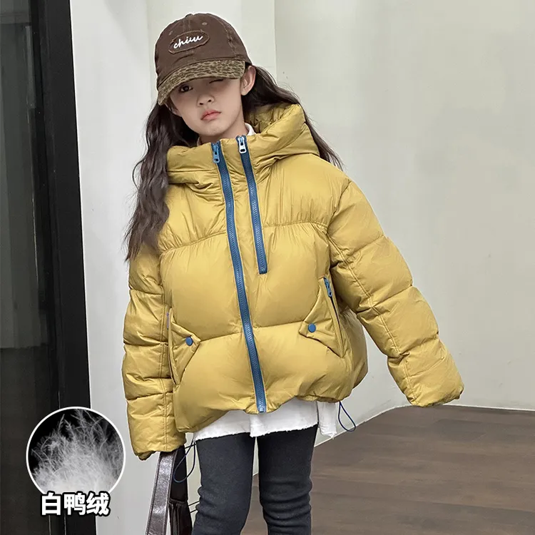 女童羽绒服冬季2025新款洋气儿童加厚白鸭绒冬装潮酷女孩保暖外套