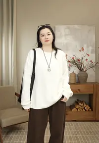 九月JIUYUE纯色复古砂洗棉线针织套头衫文艺宽松慵懒毛衣女7638