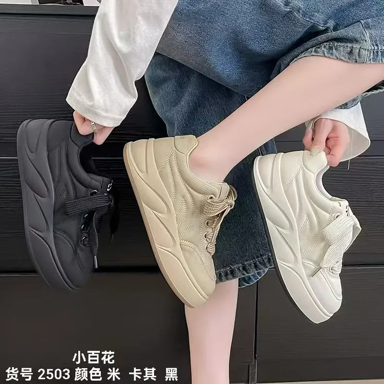 时尚休闲鞋低帮深口小白鞋女鞋圆头面包鞋防水秋季韩版平底
