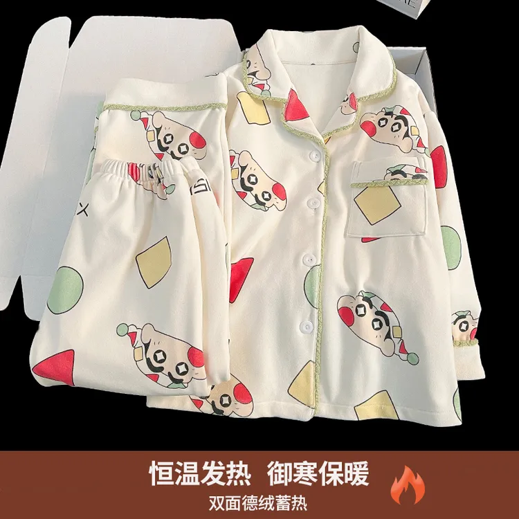 德绒新款儿童睡衣秋冬长袖男童套装中大童男孩亲子开衫家居服保暖