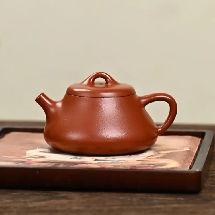玉颐阁宜兴紫砂壶纯手工茶壶泡茶名家原矿皱皮朱泥隐瓢壶160cc
