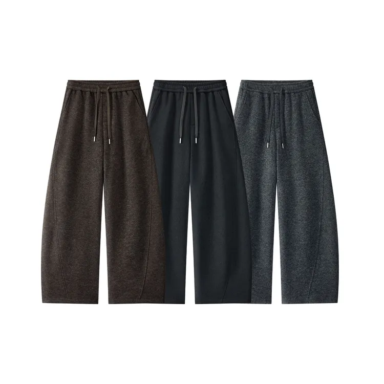 秋冬季【羊毛卫裤】加绒厚款口粮裤A字阔腿微喇磨毛cleanfit休闲裤