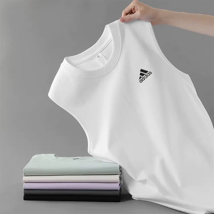 官方正品纯棉背心男士夏季薄款健身运动外穿坎肩白色打底无袖T恤