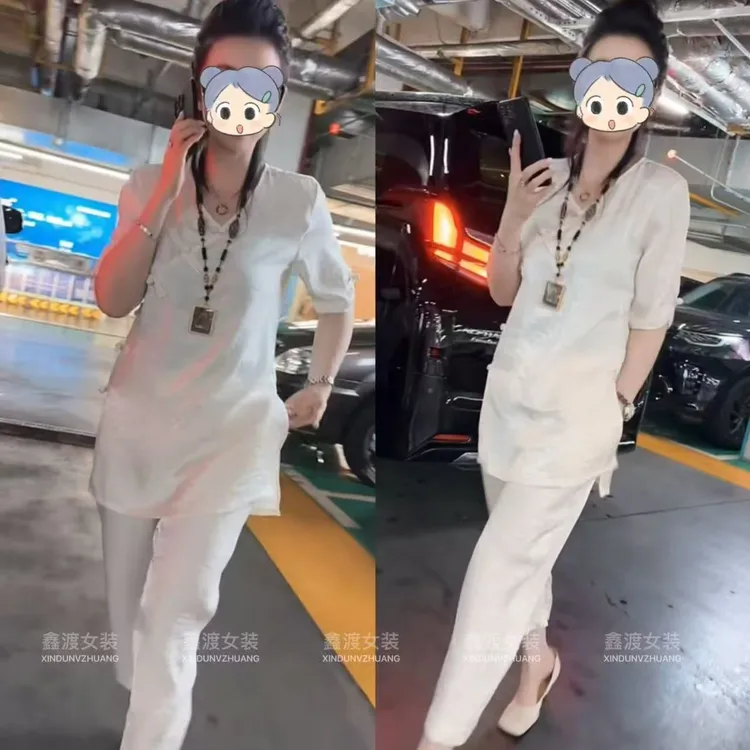 2025夏季新款时尚显瘦气质女士网红洋气两件套百搭款D9671