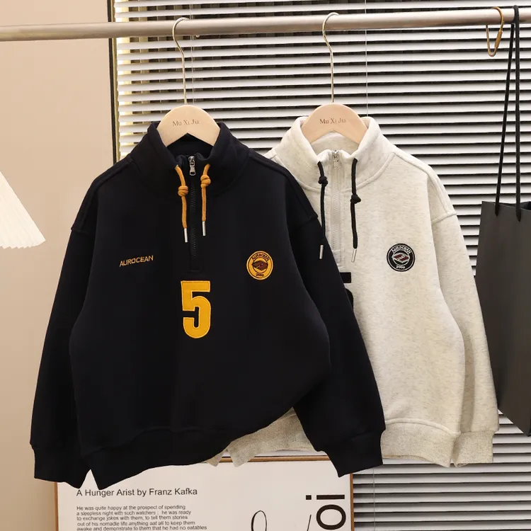 童装男童加绒卫衣2025新款儿童秋冬装加厚半拉链保暖上衣宽松休闲