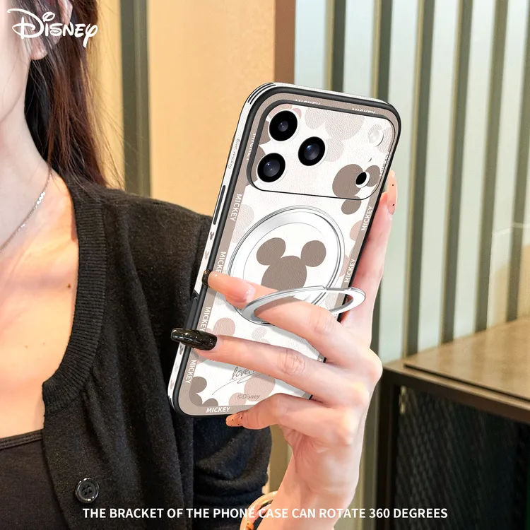 迪士尼正版皮纹360支点壳适用iPhone18ProMax新款手机壳防摔17/16