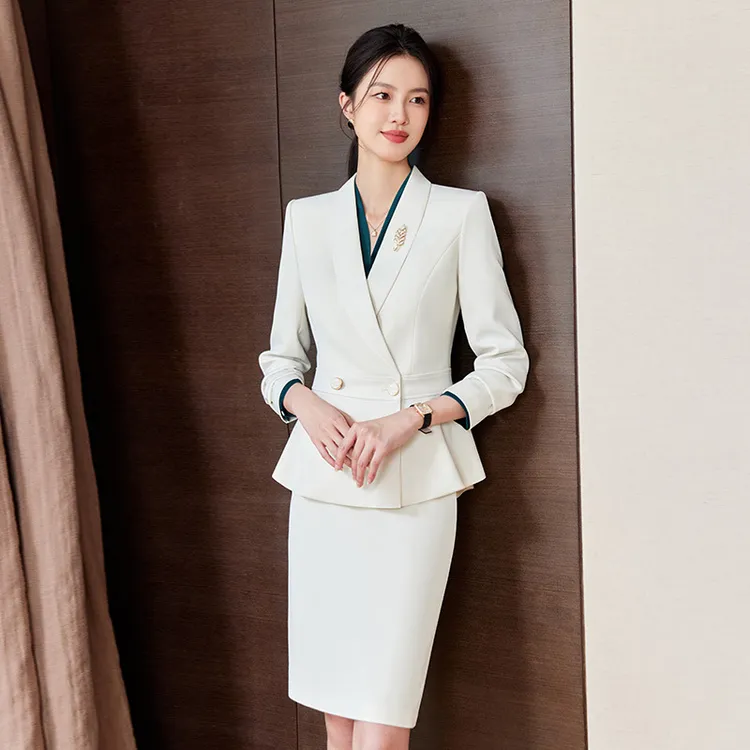 春秋高级感职业西装套装女白色时尚气质医美咨询师主持人工装女